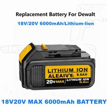 교체호환 부품 18 V 6Ah 배터리 DeWalt 전동 공구 DCB184 DCB200 충전식 전기 도구 세트 20V Max xr v 9000mAh, [01] 1PCS 6.0AH