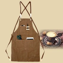 샌노리 바리스타 앞치마 카페 공방 캠핑 미용실 캔버스 앞치마, 카푸치노, 1개