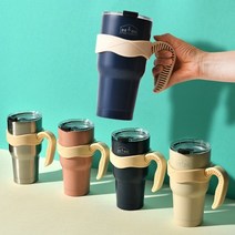 대용량 텀블러 스텐 이중 진공 1+1 900m 2개 세트, 10_네이비+핑크(손잡이_뚜껑 포함)