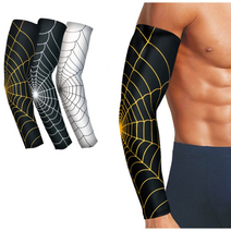 세련 패턴 농구 팔 보호대 암슬리브 추천 2p 팔꿈치보호대 운동암슬리브 농구팔토시 근육압박, 오렌지블랙