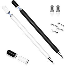 스타일러스 펜 미국 아이패드 터치 스크린용 2 in 1 디스크 파이버 태블릿 용 정전식 아이폰 iPhone 아이패드 pro-634088, 블랙/화이트