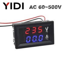 검류계 전류계 전류측정기 0.56 디지털 LED 디스플레이 전압계 DC 0-100V AC60-500V 빨간색 파란색 1A 10A 50A 100A 전압 전류 미터 테스터 감지기, AC 60-500V, 0-100A without shunt
