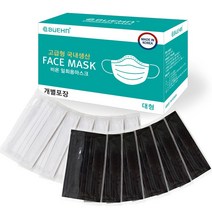 BUEHN 고급형 멜트블로운 3중필터 일회용 마스크 블랙 50매, (비욘)블랙-50매