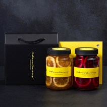 [초코써니 레몬청+블루베리레몬청] 차 선물세트포장 500g 2병 에이드 수제청 과일청 답례품, ●500g(레몬청+블루베리레몬청)2병세트