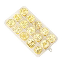 실링왁스 스탬프 세트 씰링 헤드 다이어리 봉인도장 청접장 밀랍인장 1015pcs 라운드 레트로 왁 스 머리 메리 크리스마스, 15pcs 스탬프 헤드