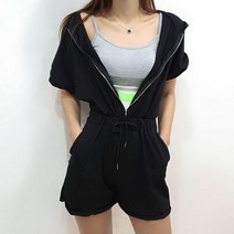 ﻿여름 반팔 후드 점프 수트 2COLOR