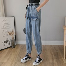 여성의류청바지 할인점 상점 전문점 궤짝을 치우다 꼬리 화물 카고바지 밴딩웨스트 캐쥬얼 슬림핏 4720967128