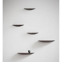 반타원형 원목 벽선반 인테리어 벽걸이 선반 나무 다용도 수납 무지주 벽걸이선반 수납선반모던, 전체 세트(회색)