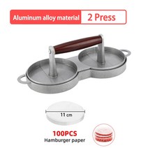 알루미늄 합금 버거 그릴 메이커 라운드 스틱 프레스 고기 쇠고기 햄버거 모양 요리사 Cutlets 패티 몰드 주방 액세서리, Silver 2 Press Set