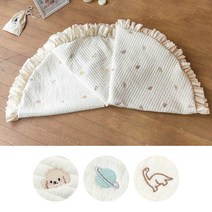 모데즈 누빔 자수 아기 프릴 원형러그용 커버, 다이노