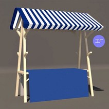 마켓 진열대 노점 이동식 행사마대 플리마켓 테이블, 고정150x60x200블루화이트테이블보
