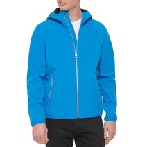 GUESS 남성용 소프트쉘 긴소매 후드 재킷 아쿠아 Large