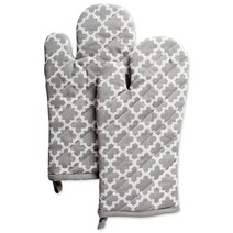 D Lattice B아식스 Collection 주방 필수품 오븐 장갑 세트 노티컬 블루 2개 피스, Gray_Oven Mitt Potholder Set