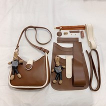 PoeLynt 가죽 가방만들기 DIY 가죽공예 키트 크로스백 퀼트 가방 손바느질 패키지 집콕 취미 생활 선물, 화이트2