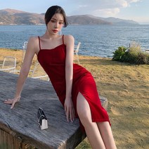 아일렛원피스 여름 원피스 지지미 펀치롱 뒤트임