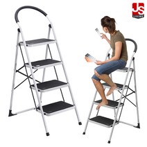 JS리빙 가정용 산업용 작업용 사무용 도배용 다락방 세차 광폭 다용도 접이식 휴대용 이동식 계단 사다리 발판 우마 안전한 튼튼한 S9663 125x38x26, 1개