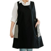 데코에버 내추럴체크 원피스앞치마 선생님 앞치마 큰주머니