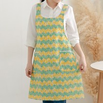 데코에버 꽃무늬 린넨앞치마 국산 방수앞치마, 튤립(노랑)