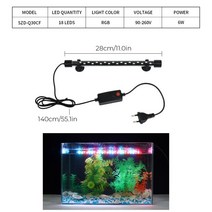 수초조명 어항 라이트 바 방수 AC 90 ~ 260V EU 플러그 수족관 잠수정 램프 RGB 기포 조명 28 cm