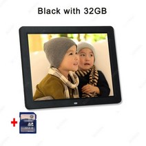 디지털액자 전자 프레임 액자 모니터10 인치 HD 디지털 사진 프레임 1024x600 울트라 얇은 LED 전자 앨범 L, 07 Black with 32GB_01 EU 플러그