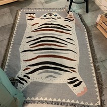 극세사원형러그 스웨덴 북유럽스타일 실내 개성 아이디어 무릎담요 쇼파 장식 호랑이 제작가능 카페트