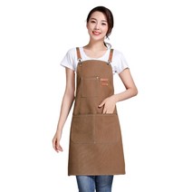 어리플 공방 바리스타 캔버스 주방 앞치마, 1개, 브라운