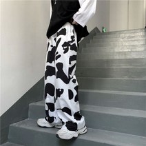 코듀로이 편한 부츠컷 세미 슬랙스 와이드 팬츠 스트레이트 카고 용 오버사이즈 암소 프린트