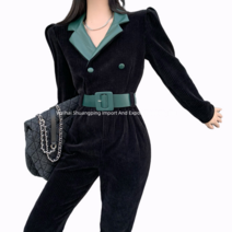 점프슈트 코듀로이 골덴 정장 스타일로 칼라 포인트 슬림핏