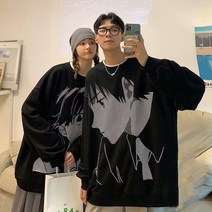 JUST FEEL!NG 커플시밀러룩 빅사이즈 커플 캐릭터 맨투맨 라운드넥 웹툰 루즈핏 커플티 커플맨투맨