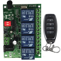 범용 무선 원격 제어 DC 12V 24V 4CH 10A 릴레이 수신기 모듈 RF 스위치 게이트 차고 오프너, 03 파란_01 12V_02 433MHZ