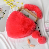 faux fur winter women handbags cute plush ladies heart shaped shoulder bag cute 여성 클러치 지갑 love handb