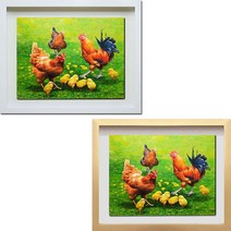 (진품) 진품 진품 풍수에좋은 유화 닭그림 합격 승진 공부방 서재 액자 풍수 인테리어 사무실 그림 거실 현관 침실, 17번 판넬(노프레임)