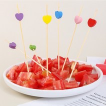 대나무 하트 과일꽂이 꼬지 꼬치 햄버거 샌드위치꽂이 도시락 생일파티1, 초록