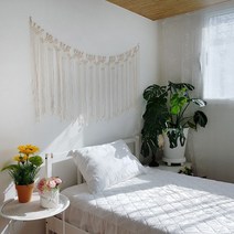 선물마루 여리여리 레이스 대형 마크라메 침대헤드 소파 벽장식 월데코 아기침대꾸미기 월행잉, 아이보리