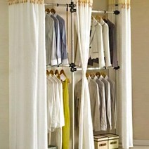 원룸행거 벽행거 조립식옷장 커튼식 4단 블라인드 옷걸이거치대 옷걸이 미니