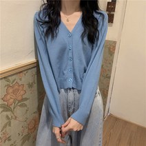 에이나인 여성용 브이넥 숏 가디건 슬림핏 데일리