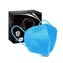 Hotodeal KN95 페이스 마스크 40 PC 블랙 5 레이어 컵 더스트 남성용 여성용 의료 종사자 필수 근로자용, 20개(1팩), 06.블루