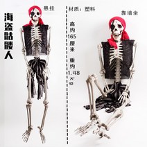 할로윈 해골 미라 모델 장식 유령의집 소품 공포 인형 뼈 파티, 해적 해골 165cm