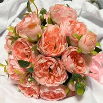 니팅머신 뜨개질기계 목도리 수세미 뜨기 DIY 한국 스타일 보라색 신부 부케 모란 꽃 부케, 분홍색