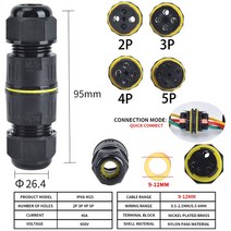 전선관 전선탈피기 전선 암수 도킹 커넥터 IP68 M16 M20 M25 2 3 4/5 핀 터미널 실외용 케이블, [07] M25 9-12mm, [03] 100 sets, [01] 2P