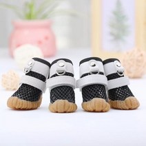 애완견 강아지 애완용품 옷 중형견 대형견 소형견 반려동물 작은 개 고양이용 통기성 메쉬 미끄럼 방지 치와와 요크 테디 포메라니안 부츠 샌들 신발 여름 레인 슈즈, 1, black