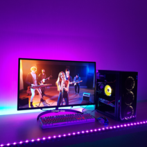 디파워샵 오드 LED 스트립 15색 인테리어 무드등 붙이는 간접 조명 RGB LED바 (사이즈 0.5m 1.5m 2.0m) 컴퓨터 PC방 백 라이트 리모컨 줄조명 틱톡 유튜브, LED 0.5m