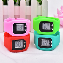 고급형 실리콘 만보기 손목 시계, 오렌지