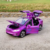 테슬라 모델 X 3 모형 미니어쳐 미니 어처 장난감 자동차 다이캐스트 피규어 차량 모형 장난감 미니카 슈팅카, E.퍼플 Modelx