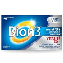 바이온3 바이탈라이트 바이탈리떼 50+시니어 실버 멀티 종합 비타민 90정 (프랑스) Bion 3 vitalite 50+