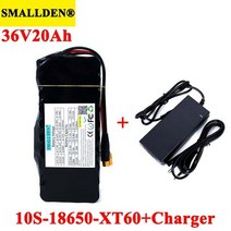 36V 20Ah 리튬 배터리 팩 18650 20000mAh 속도 20A BMS 42V 2A 충전기 스쿠터 E-자전거 전기 자전거, [02] 36V-20A-XT60-2A