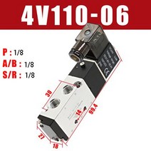 진공이젝터 1/8 Bsp 에어 솔레노이드 밸브 5 웨이 포트 2 위치 가스 공압 전기 마그네틱 DC 12V 24V 110 V 220V 코일 볼트 4V110-06, 04 주도 4V110-06_01 DC12V