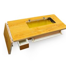 미싱테이블 봉제 재봉 수선 작업 테이블 책상 페달 다이, 브라운 세트