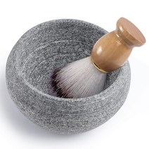 MDLUU 화강암 면도 볼 비누 그릇 및 크림 남성용 습식 면도를 위한 천연 지름 8.9cm(3.5인치)