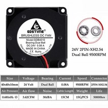 CPU쿨러 2pcs gdstime 40mm 3d 프린터 팬 12v 24v 5v 4010, 24v 볼 9500rpm